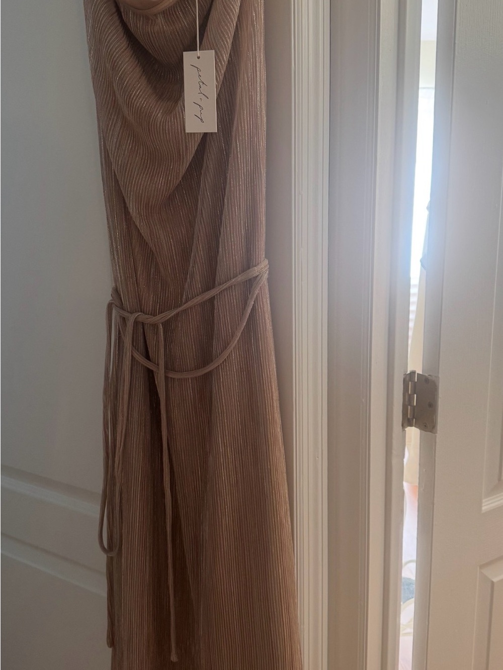 Petal and Pup Farley Strapless Maxi Dress Rose Gold Stripe M NWT